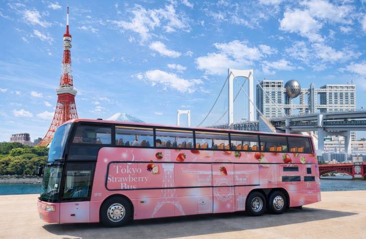 2026東京草莓巴士~附贈豪華草莓BOX♪ 敞篷頂座｜ 海灣路線 01O-5422-H1｜13:50發車