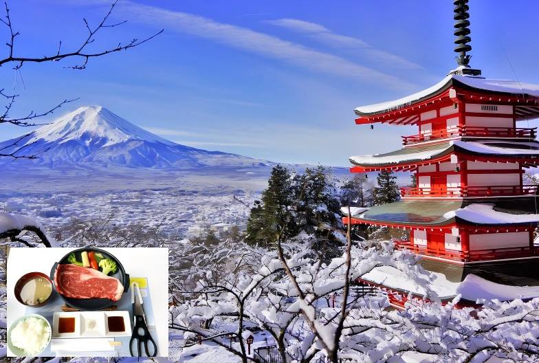 【日本 一人成團系列】富士山河口湖絕景一日遊：新倉山淺間公園＆大石公園＆西湖療癒之鄉 （含日本國產紅酒牛排）